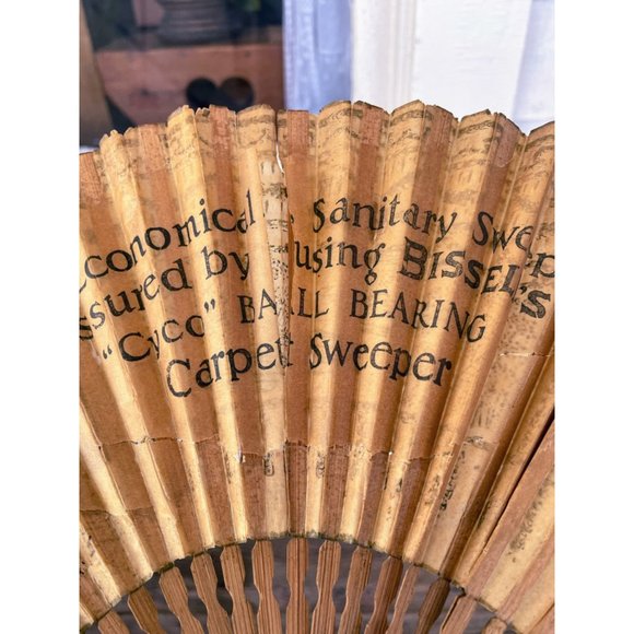 Antique 1880s Japan Rice Paper Hand Fan Bissel Vacuum Advertisement Hand Painted - Picture 10 of 16